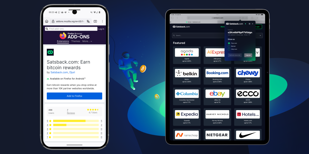 New Satsback.com browser extensions for mobile and desktop